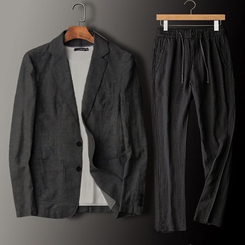 Alessandro Linen Set in Dark Gray